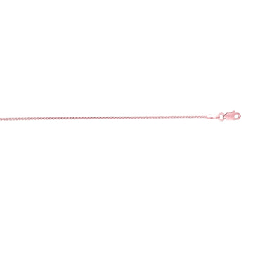 14K Rose Gold 1mm Diamond Cut Round Wheat 16 Chain with Lobster Lock